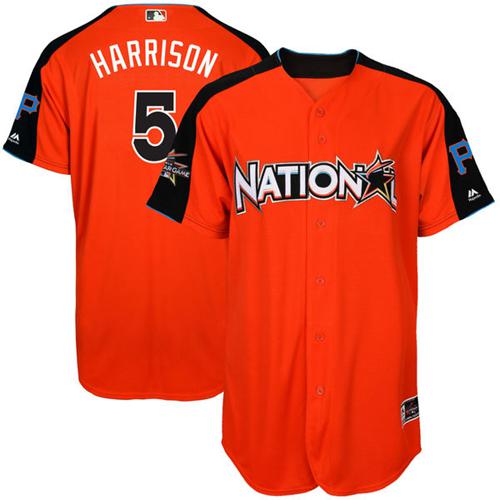 Pirates #5 Josh Harrison Orange All-Star National League Stitched MLB Jersey - Click Image to Close